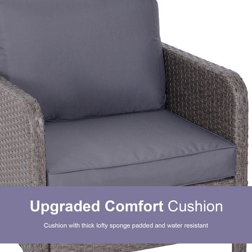 5 Pcs Rattan Furniture Set, Steel Frame-Grey