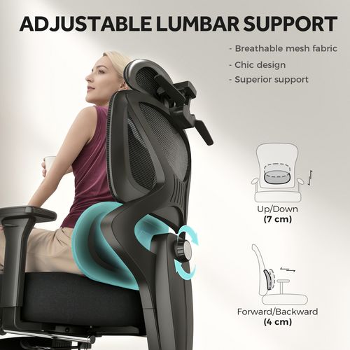HOMCOM Ergonomic Office Chair, Recliner Computer Chair with Footrest, Black