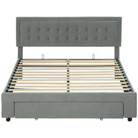 Double Ottoman Bed Frame with Storage Drawer – Grey