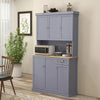180cm Freestanding Kitchen Cabinet – Tall Storage Cupboard with Drawer, Shelves, Open Countertop and 6 Doors