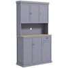 180cm Freestanding Kitchen Cabinet – Tall Storage Cupboard with Drawer, Shelves, Open Countertop and 6 Doors