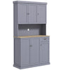 180cm Freestanding Kitchen Cabinet – Tall Storage Cupboard with Drawer, Shelves, Open Countertop and 6 Doors