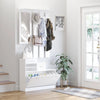 2-Piece Shoe Storage Cabinet and Clothes Rack with Mirror, Shelves, and 6 Hooks