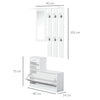 2-Piece Shoe Storage Cabinet and Clothes Rack with Mirror, Shelves, and 6 Hooks
