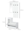 2-Piece Shoe Storage Cabinet and Clothes Rack with Mirror, Shelves, and 6 Hooks