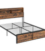 Industrial Single Bed Frame with Storage Headboard – Rustic Brown & Black
