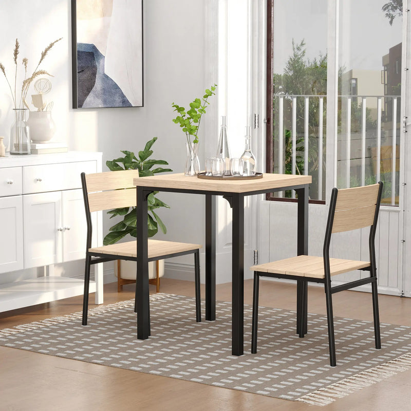 Dining Table & Chairs Set – Rustic Wood & Black Metal