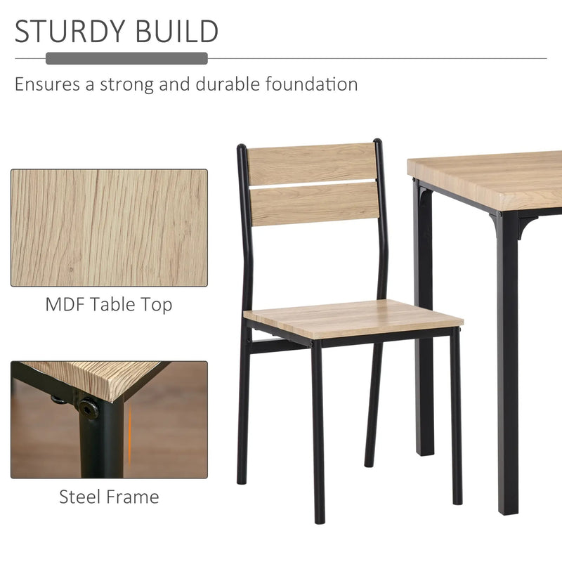 Dining Table & Chairs Set – Rustic Wood & Black Metal