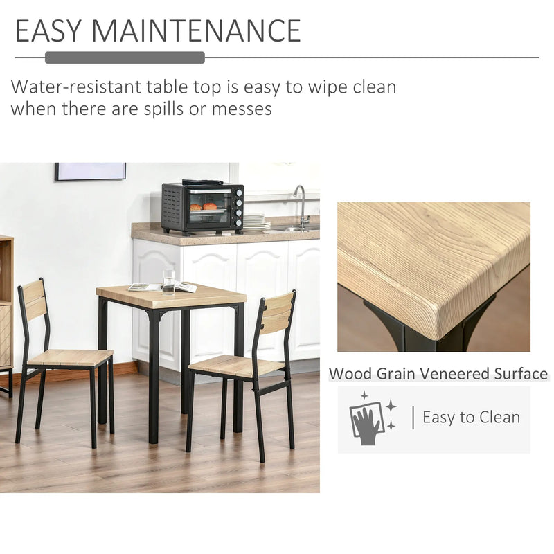Dining Table & Chairs Set – Rustic Wood & Black Metal