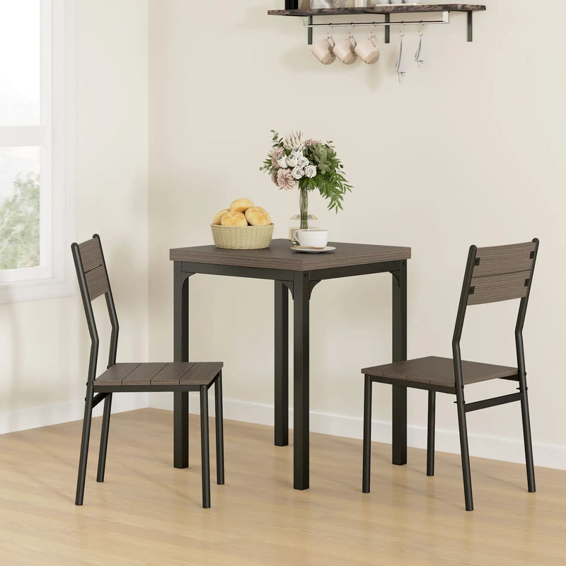 Dining Table & Chairs Set – Rustic Wood & Black Metal