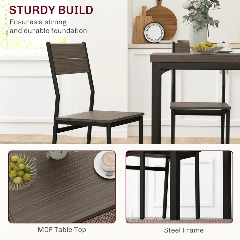 Dining Table & Chairs Set – Rustic Wood & Black Metal