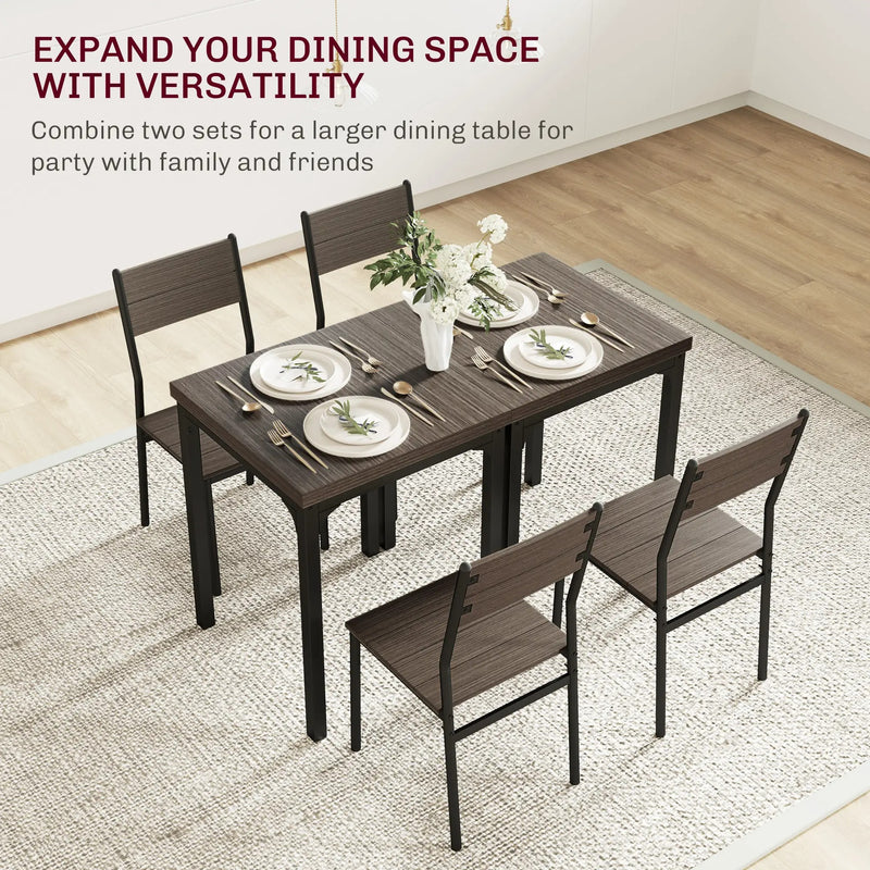 Dining Table & Chairs Set – Rustic Wood & Black Metal
