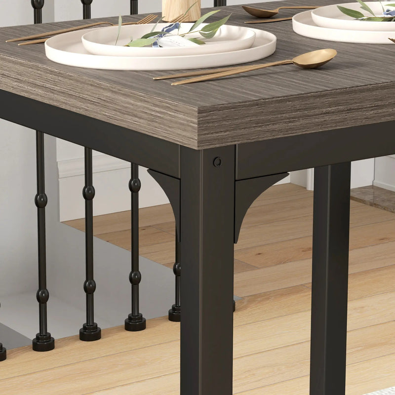Dining Table & Chairs Set – Rustic Wood & Black Metal