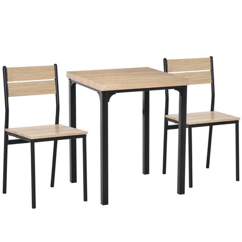 Dining Table & Chairs Set – Rustic Wood & Black Metal