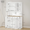 180cm Freestanding Kitchen Cabinet – Tall Storage Cupboard with Drawer, Shelves, Open Countertop and 6 Doors