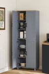 Freestanding Kitchen Cupboard, 4-Door Storage Cabinet with Adjustable Shelves, Modern Kitchen Pantry for Dining Room, 170cm, Grey Wood Effect