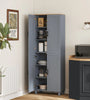 Freestanding Kitchen Cupboard, 4-Door Storage Cabinet with Adjustable Shelves, Modern Kitchen Pantry for Dining Room, 170cm, Grey Wood Effect