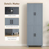 Freestanding Kitchen Cupboard, 4-Door Storage Cabinet with Adjustable Shelves, Modern Kitchen Pantry for Dining Room, 170cm, Grey Wood Effect