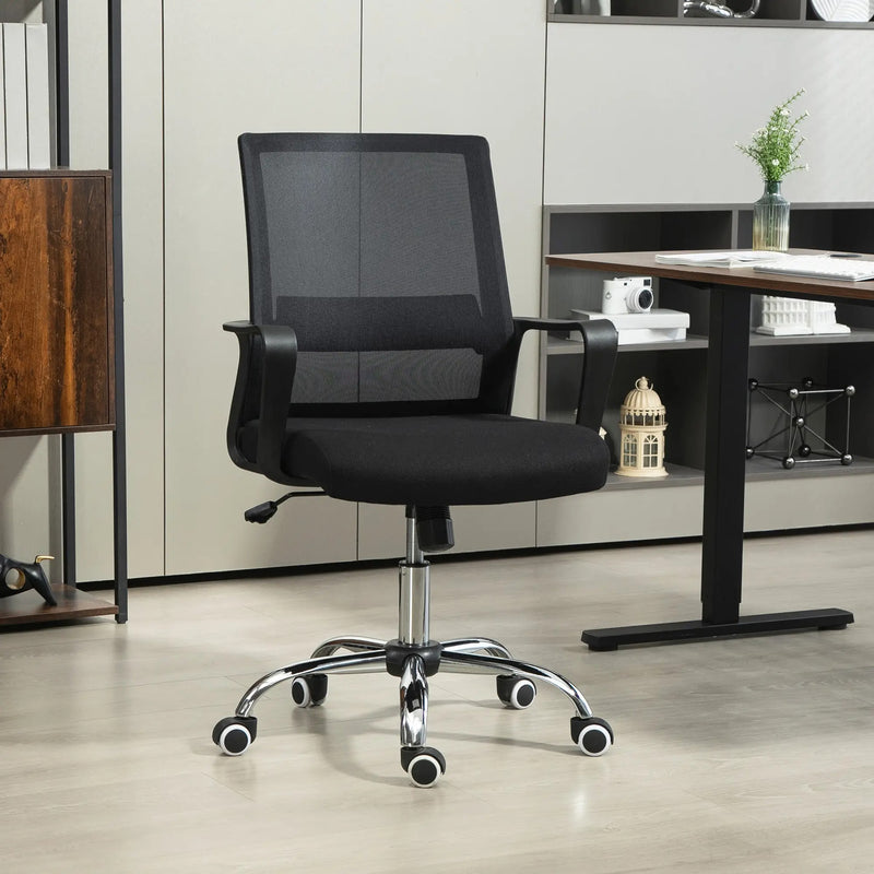 Vinsetto Ergonomic Desk Chair Mesh Office Chair with Adjustable Height Armrest and 360° Swivel Castor Wheels Grey