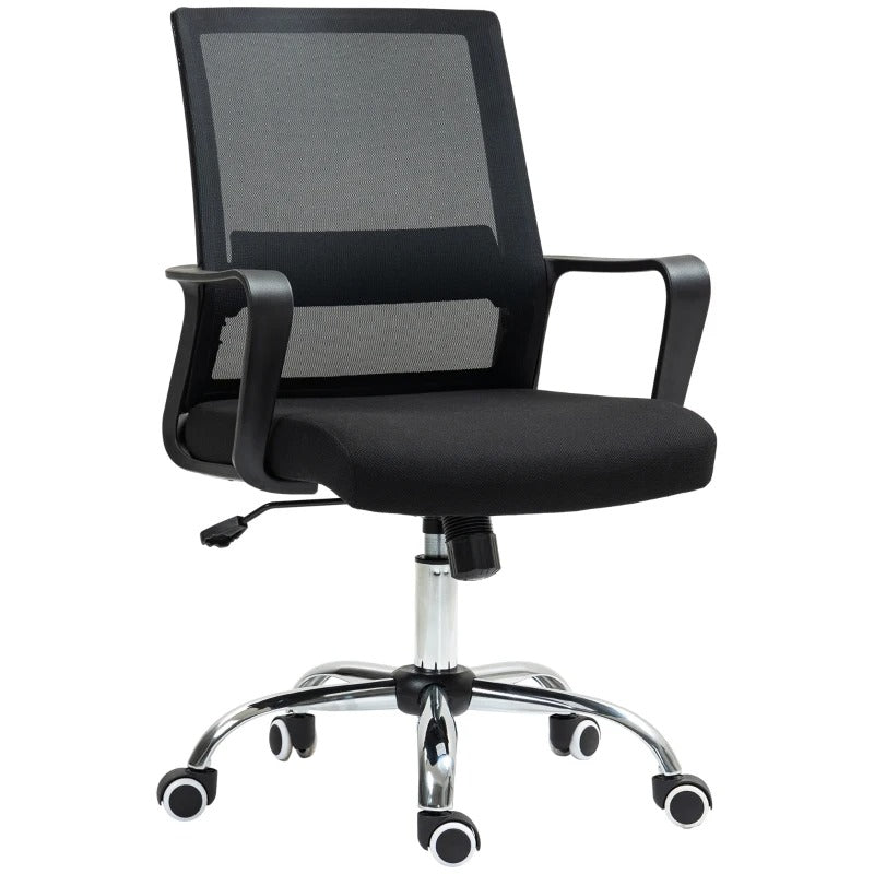 Vinsetto Ergonomic Desk Chair Mesh Office Chair with Adjustable Height Armrest and 360° Swivel Castor Wheels Grey