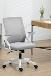 Mesh Office Chair, Desk Chair with Lumbar Support, Flip-up Armrest, Swivel Wheels, Adjustable Height, Grey