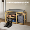 shoes Rack Bench w/ Seat, Natural Wood for Entryway/Hallway