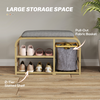 shoes Rack Bench w/ Seat, Natural Wood for Entryway/Hallway