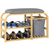 shoes Rack Bench w/ Seat, Natural Wood for Entryway/Hallway