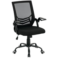 Mesh Office Chair, Desk Chair with Lumbar Support, Flip-up Armrest, Swivel Wheels, Adjustable Height, Grey