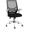 Mesh Office Chair, Desk Chair with Lumbar Support, Flip-up Armrest, Swivel Wheels, Adjustable Height, Grey