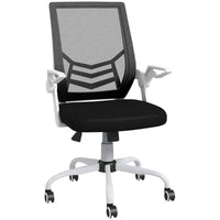 Mesh Office Chair, Desk Chair with Lumbar Support, Flip-up Armrest, Swivel Wheels, Adjustable Height, Grey