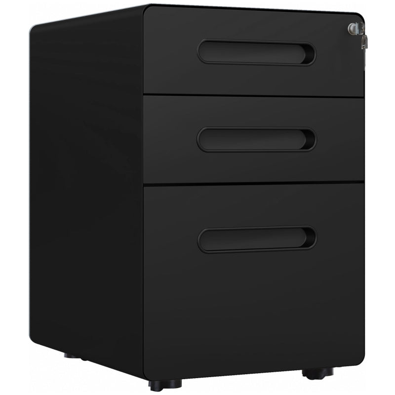 Lockable 3-Drawer Vertical File Cabinet – Office Storage for A4, Letter & Legal Size with Anti-Tilt Design