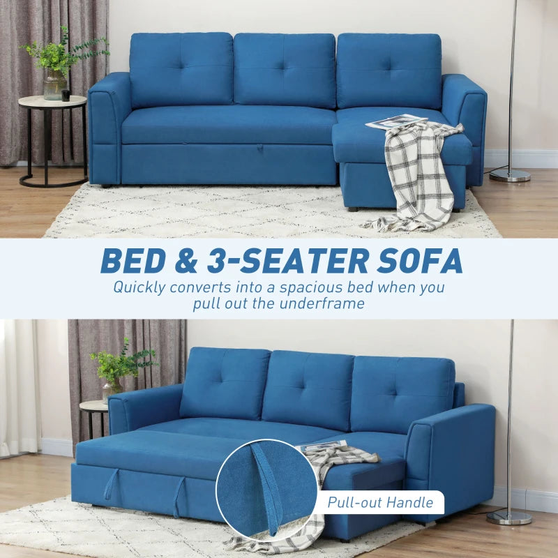 Linen-Look ‘L’ Shaped Storage Sofa Bed | The Furniture Hubs
