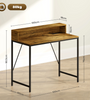 The Furniture Hubs Rustic Desk w/ LED & Shelf – Brown