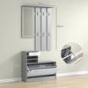 2-Piece Shoe Storage Cabinet and Clothes Rack with Mirror, Shelves, and 6 Hooks