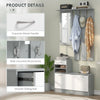 2-Piece Shoe Storage Cabinet and Clothes Rack with Mirror, Shelves, and 6 Hooks