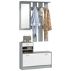 2-Piece Shoe Storage Cabinet and Clothes Rack with Mirror, Shelves, and 6 Hooks