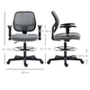 Drafting Chair, Fabric Office Chair, Ergonomic Painting Chair with Height Armrest Adjustable and Foot Ring, 360° Swivel Stool Chair for Standing Desk, Grey