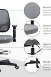 Drafting Chair, Fabric Office Chair, Ergonomic Painting Chair with Height Armrest Adjustable and Foot Ring, 360° Swivel Stool Chair for Standing Desk, Grey
