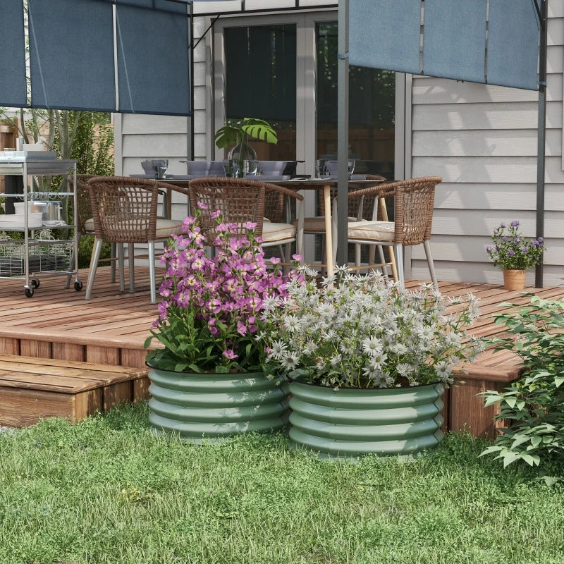 Outsunny Set of 2 Raised Garden Bed, Metal Planter Box with Safety Edging, Easy-to-assemble Stock Tank