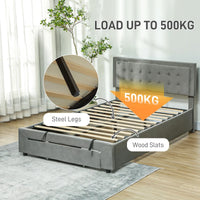 Double Ottoman Bed Frame with Storage Drawer – Grey