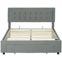 Double Ottoman Bed Frame with Storage Drawer – Grey