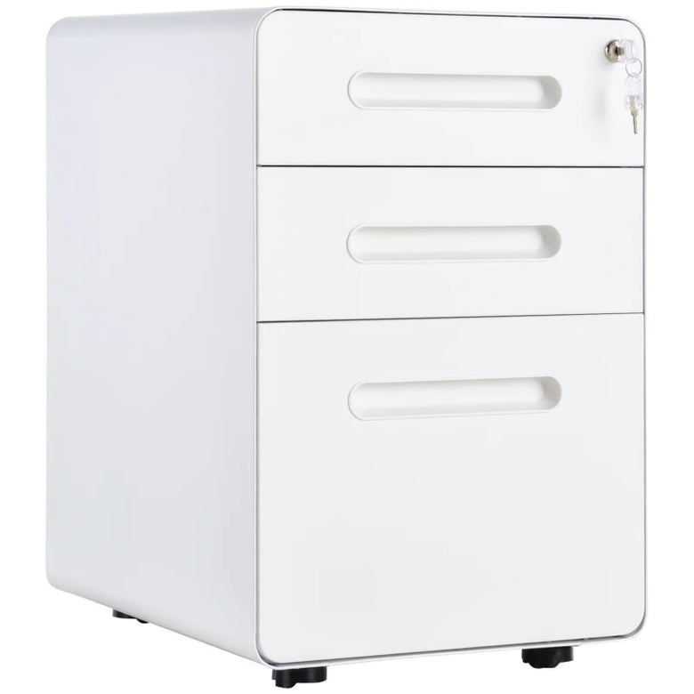 Lockable 3-Drawer Vertical File Cabinet – Office Storage for A4, Letter & Legal Size with Anti-Tilt Design