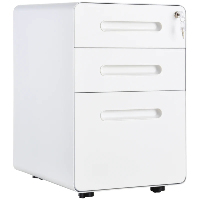 Lockable 3-Drawer Vertical File Cabinet – Office Storage for A4, Letter & Legal Size with Anti-Tilt Design
