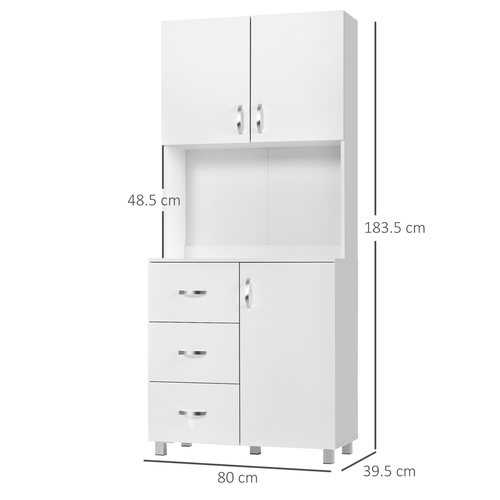 White Wooden Kitchen Storage Cabinet & Organizer Cupboard