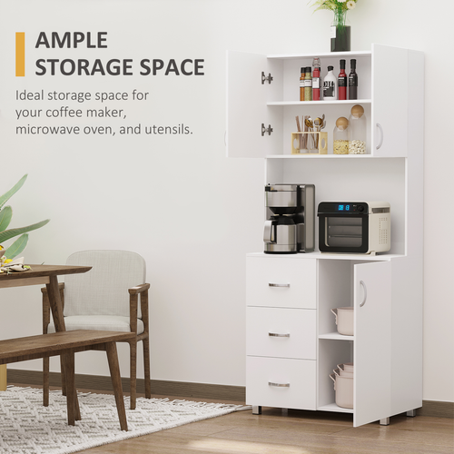 White Wooden Kitchen Storage Cabinet & Organizer Cupboard