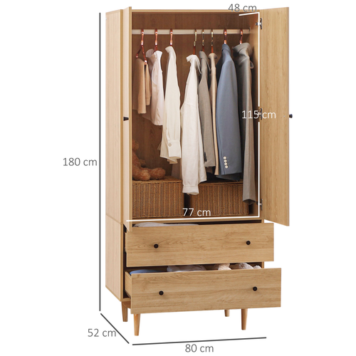 The Furniture Hub Modern Wardrobe with 2 Drawers