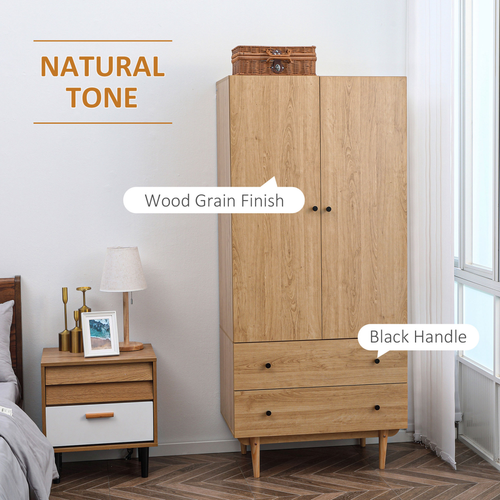 The Furniture Hub Modern Wardrobe with 2 Drawers