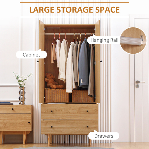 The Furniture Hub Modern Wardrobe with 2 Drawers