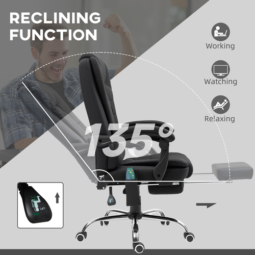 The Furniture Hubs Heated Massage Office Chair – Black